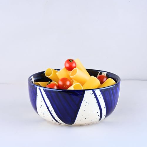 Image of BlackCarrot Ceramic Dinner Set, Blue Splash Set of 21 Pieces | Stoneware Series | Glossy Finish Crockery Set for Dining Table | Premium Ceramic Dinnerware (Blue & White)