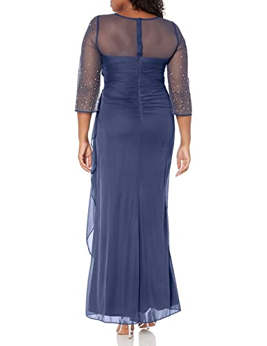 Image of Alex Evenings Women's Long A-line Mother of The Bride Dress with Illusion Neck and Sleeves (Petite and Regular Sizes)
