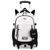 Amythe Zaino Trolley Scuola per Ragazzi, Zaini con Carrello Rimovibile Moda per Ragazzo, Impermeabile, per Laptop 15.6", 6 Ruote per Scuola Media, Superiore e Viaggi