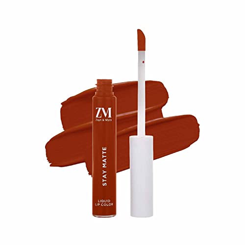 ZM Stay Matte Transfer-proof Lip Color | Matte Texture | Liquid Lipstick | Waterproof and Smudgeproof | Cruelty-free, 6 ML (Mochachino)
