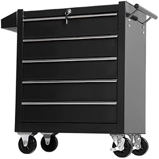 Carro de herramientas con ruedas – Caja de herramientas móvil y carrito de almacenamiento para taller – Armario de herramientas duradero con estantes