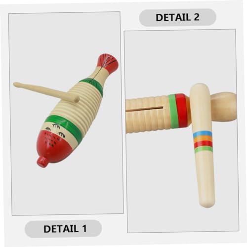BIUDECO 2 Conjuntos De Instrumentos Musicais Apitos Guiro Instrumento De Percussão Com Vara Iniciant