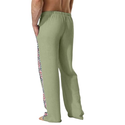 Man Graphic Loose Fit Pants for Man Linen Pleated Straight Leg Long Leg Summer Fall 20253