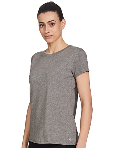 Image of Enamor Short Sleeve Crew Neck Regular Length Basic Crew T-Shirt for Women - Slim Fit, Soft and Breathable Stretch Cotton - E047