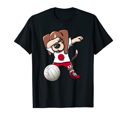 Dabbing Beagle cão Japão camisola Japão voleibol japonês fãs Art t-shirt, Preto