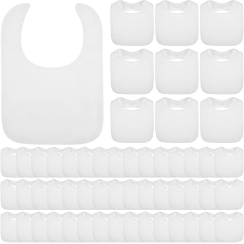 Toulite 6 Pcs Baby Bibs for Unisex Boy Girl Washable Reusable Waterproof Cotton Feeder Bibs with Double Sided Design for Newborns & Infants Baby Shower Activity and Gifts (White)