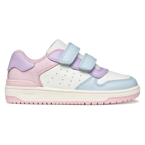 Geox J Washiba Girl B Sneaker, Crystal/LT Lilac, 31 EU