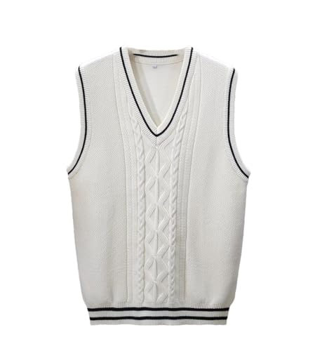 Men's Striped Sleeveless Pullovers Casual Basic Comfortable Winter Warm V-Neck Knitted Sweater Vest