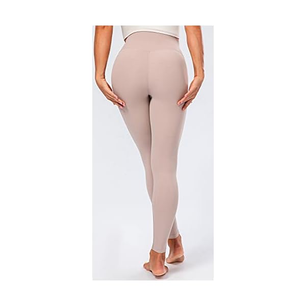 Lavento Women's All Day Soft Yoga Leggings Mid-Rise - No Front Seam Workout Active Legging for Women (Desert Sand, 6)