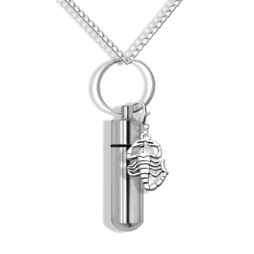 Collar de urna de escorpión, collar de cremación de escorpión, joyería de escorpión, cremas de escorpión, joyería conmemorativa, 2.5cm, Acero inoxidable, No es una piedra preciosa