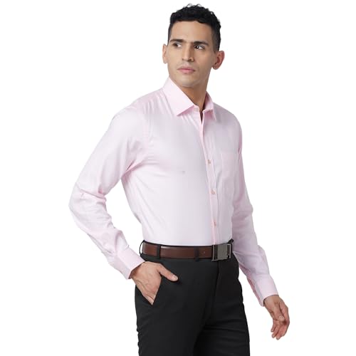 Image of Raymond Slim Fit Pure Cotton Structure Pattern Semi Cut Away Collar Formal Shirt