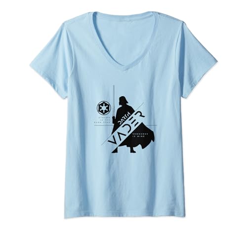 T-shirt col V Star Wars Obi-Wan Kenobi silhouette Darth Vader pour femme fan de la saga culte