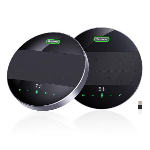Image of Tenveo MagiCall-EX Bluetooth Conference Speakerphone, Daisy Chain Expandable for up to 30 Attendees, 360 Voice Pickup, AI Noise Cancelling, USB /Bluetooth Wireless Speaker for Meetings & Large Rooms