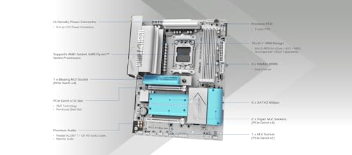 Image of ASRock X870 Challenger WiFi White ATX Motherboard, AMD AM5 Ryzen 9000 /8000 /7000, DDR5 8000+ (OC), PCIe 5.0, Dual USB4, Wi-Fi 7, 2.5G LAN, 16+2+1 Dr.MOS