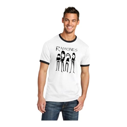 Camiseta Ramones Punk Rock música Banda (FR/ES, Letras, M, Regular, Regular, Blanco-Negro)
