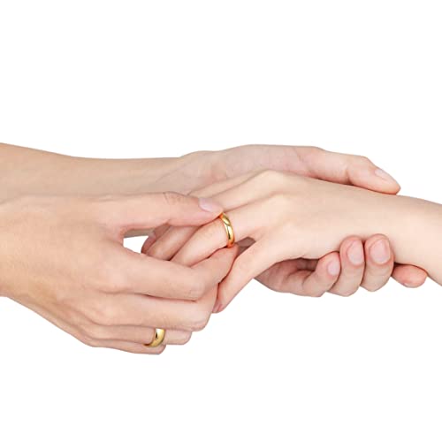 TIGRADE 2mm 4mm 6mm Gold Titanium Ring Plain Dome High Polished Wedding Band Comfort Fit Size 3-13.54