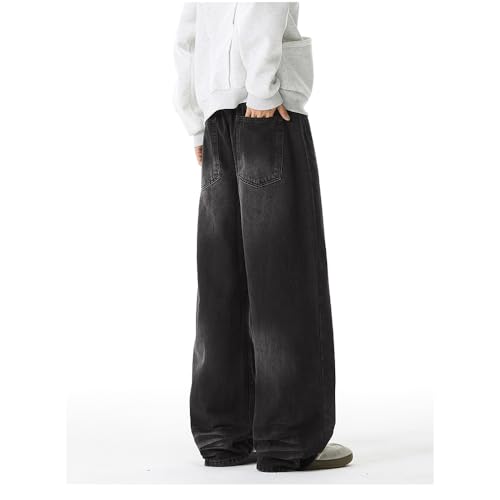 Men's Wide Leg Denim Jeans - Loose Straight Pants with Comfortable Mid-Collar - Versatile Pants for Any Occasion3