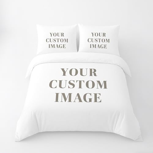SENSING Personalized Photo Bedding for Family, Cutom Duvet Cover Sets from Picture Kids & Couples with Zipper Closure (Queen: 90'x90'(229x229cm))