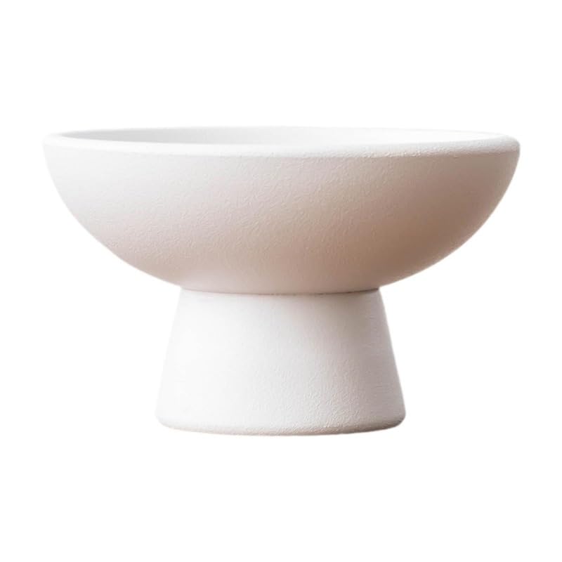Ceramic Flowerpot Decorative Flower Bowl, Porcelain Minimalist Flower Pot, Desk Plant Container, Floral Art Supplies for Yard Living Room Bookshelf (White)