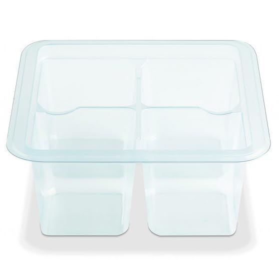 Placon Fresh 'N Clear GoCube 4 Compartment Base Container, 203849, Clear PET, 24oz., 6