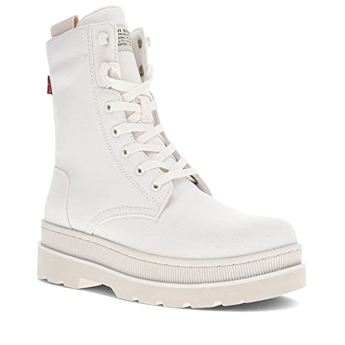 Levi's Botas de plataforma de lona Eliana Neo para mujer, Blanco (White Mono), 39 EU