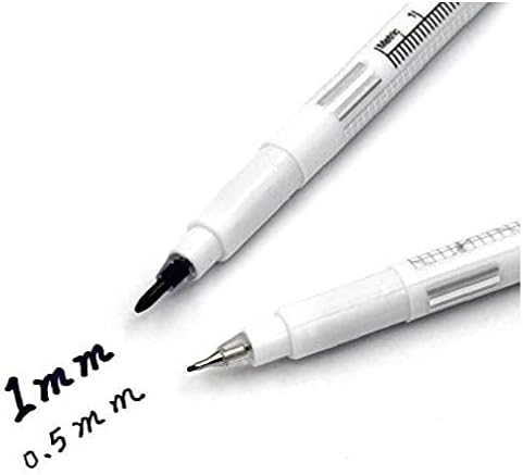 Onsinic Surgical Tip Markers Single Head Tattoo Pen Set Skin Marker Pen with Paper Ruler, White, 6.6 inch