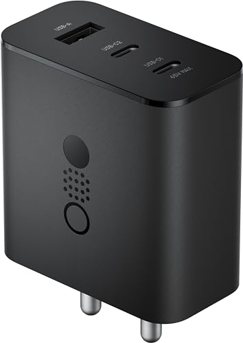 Image of 65W CMF Original 3 Port Wall Charger Adaptor Compatible with CMF by Nothing Phone 1 /Phone 2a /Phone 2, 45W Type C Charging Support Galaxy S24 ultra /S23, 18W Port Support All USB C Devices, Black