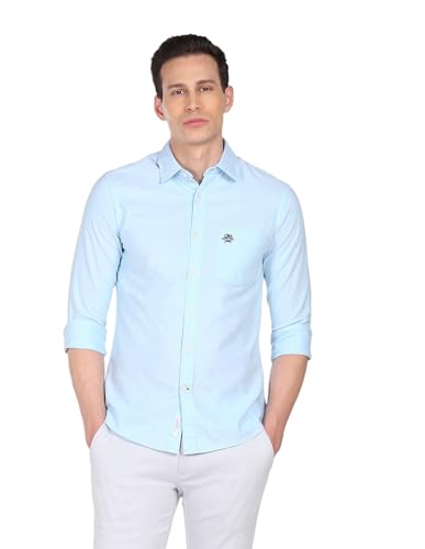 Image of U.S. Polo ASSN. Men's Solid Spread Collar Premium Cotton Oxford Tailored Fit Shirt