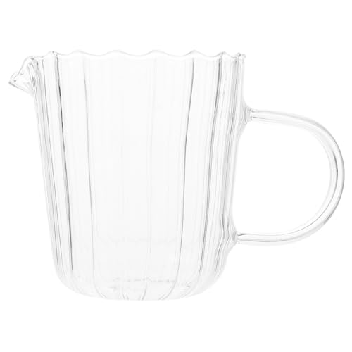 Hohopeti Pichet à Lait en Verre Transparent 300 Ml Surface Lisse Praticité Anti-fuite pour Café et Pâtisserie Usage Domestique et Professionnel Simple à Verser