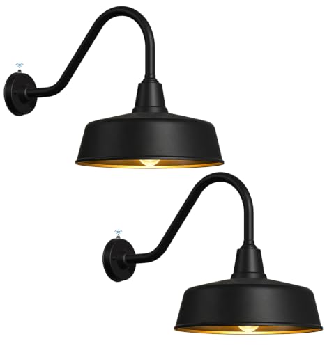 Image of JOESA 11 inch Black Outdoor Gooseneck Barn Lights, Weatherproof, 2-Pack