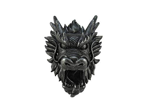 World Of Wonders Wall Mounted Pewter Chinese Large Dragon Statue | Chinese Dragon Wall Art Statue | Home Decor Wall Art Bedroom And Home Decor Accent | House Decor Wall Hangings - 12" #TOP16