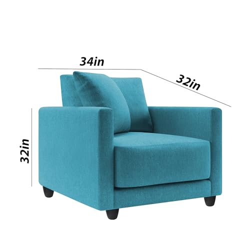 Image of Casaliving Dominic 1 Seater Sofa Set for Living Room (Turquise Fabric) Premium Fabric Sofa