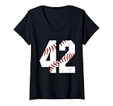 Photo Gallery donna #42 baseball lacci numero 42 jersey baseball mom maglietta con collo a v Photo Gallery donna #42 baseball lacci numero 42 jersey baseball mom maglietta con collo a v