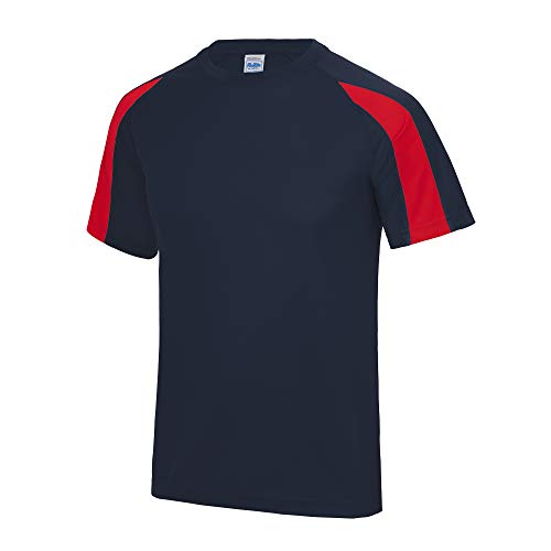 AWDis Kids Contrast Cool T T-Shirt, French. Navy/fire red, 3-4 Years