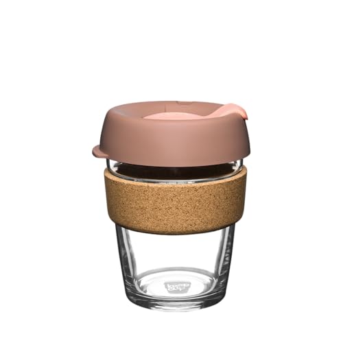 KeepCup Brew Cork - Taza de café reutilizable de vidrio templado y corcho natural, M 340.2 g/340 ml - Frappe