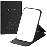 DUcare Mini Folding Mirror Portable Travel PU Portable Adjustable Rectangular Ultrathin Vanity Mirror with Stand, for Travel, Camping,Home
