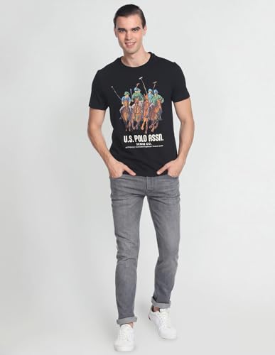 Image of U.S. Polo ASSN. Brand Printed Cotton T-Shirts for Men - Slim Fit, Half Sleeves Mens Casual T Shirts