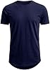 Decrum Mens Short Sleeve T Shirts - Casual Round Bottom Crewneck Tshirt for Men, Navy Blue - Mens High Low 5 Thread Cross Design Shirt, XL #2
