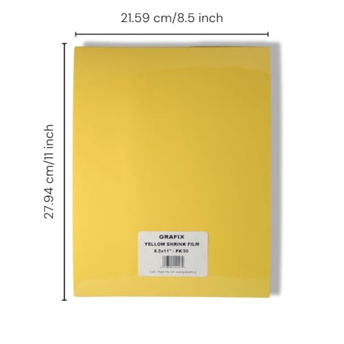 Image of Grafix Shrink Film, Yellow Opaque, 8.5 x 11 in, Pack of 50