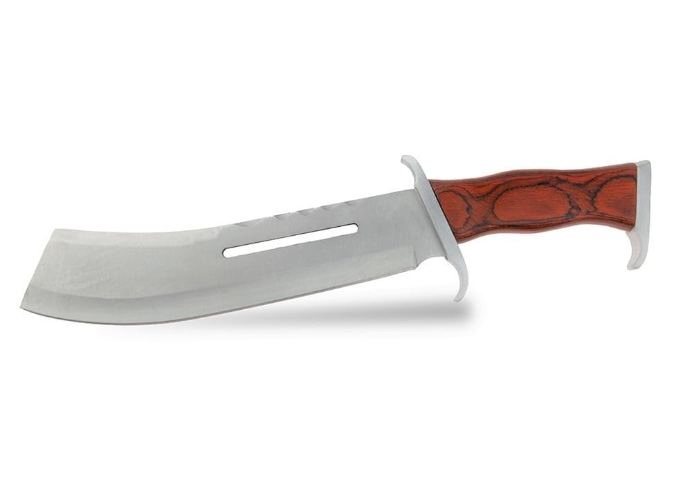KS-11 Rambo Messer im Still als Hackemesser Machete echt scharf 440er Edelstahl Klinge mit Holzgriff und Lederholster Rambo 4 Bushcraft Messer - Macheten Geschenk für Männer