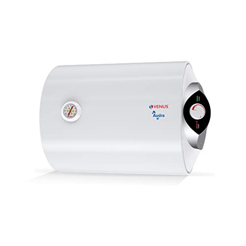 Venus Audra 15 - Litre (White) Storage Horizontal Water Heater | Porcelain Enamelled Tank geyser | 3 Stars | Corrosion resistance | ISI | Free Flexible Hose | Guarantee - 7 Years on Inner Tank | 8 Bar
