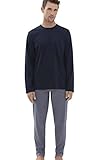 Mey Nachtwäsche Serie Bilund Herren Schlafanzüge lang Yacht Blue L(52)