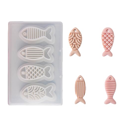 Paquete de 4 moldes para aretes de pez para arcilla polimérica, joyería, manualidades, accesorios hechos a mano, suministros hechos a mano