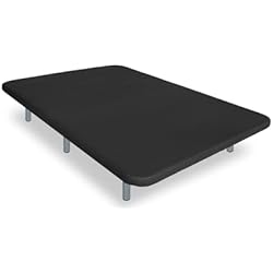 Somier Ikea 70 X 200 Ventadecolchones - Base tapizada Modelo Drago Súper-Reforzada con Sistema Antiruido con 7 Patas de 27 cm con 7 Barras transversales 3D Negro Medida 135 x 190 cm