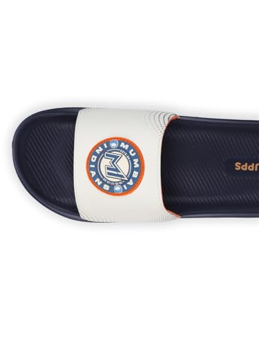 Image of CHUPPS Mi Ace Orange Navy Drift Orthopedic Slippers | Soft Footpharma Footbed | Breathable Ventilation Holes | Lightweight Flip Flops | Anti-Skid Chappals for Everyday For Mens