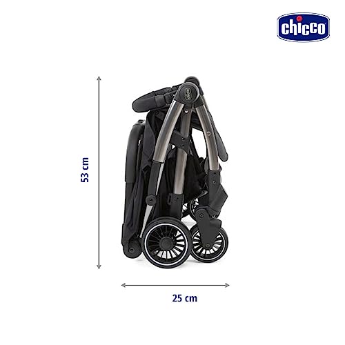 Chicco Cheerio Lekki i Kompaktowy Wózek Spacerowy,Dla Dzieci od Urodzenia do 15 kg, Automatyczne Składanie 1 Ruchem, Budka i Okrycie Przeciedeszczowe, Torba na Wózek