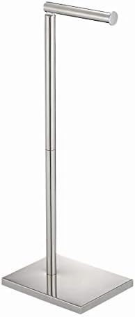 Toilet Paper Holder Stand, Naturous Free Standing Toilet Paper Holder with Reserve for Bathroom, Weighted Base Toilet Paper Stand, Chrome