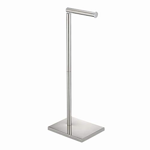 Toilet Paper Holder Stand, Free Standing Toilet Paper Holder with 4 Rolls for Bathroom, Weighted Base Toilet Paper Stand, Chrome by Naturous - Used condition - US$12.01
