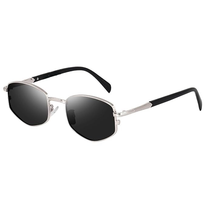 dervin UV Protected Casual Fashionable Polygon Diamond Shaped Metal Frame Punk Sunglasses Shades for Men and Women-picture-22