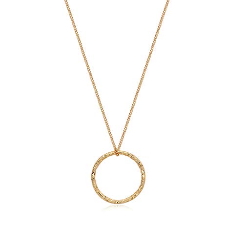 Image of Fettero Pendant Necklace Gold Choker Layered Coin Open Karma Circle Full New Crescent Moon 14K Gold Plated Simple Dainty Necklaces for Women Jewelry Gift
